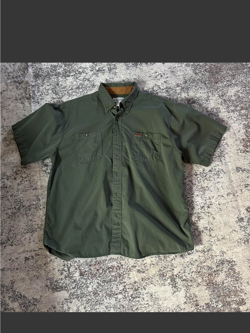 Carhartt Olive Green Short Sleeve Button-Up Shirt